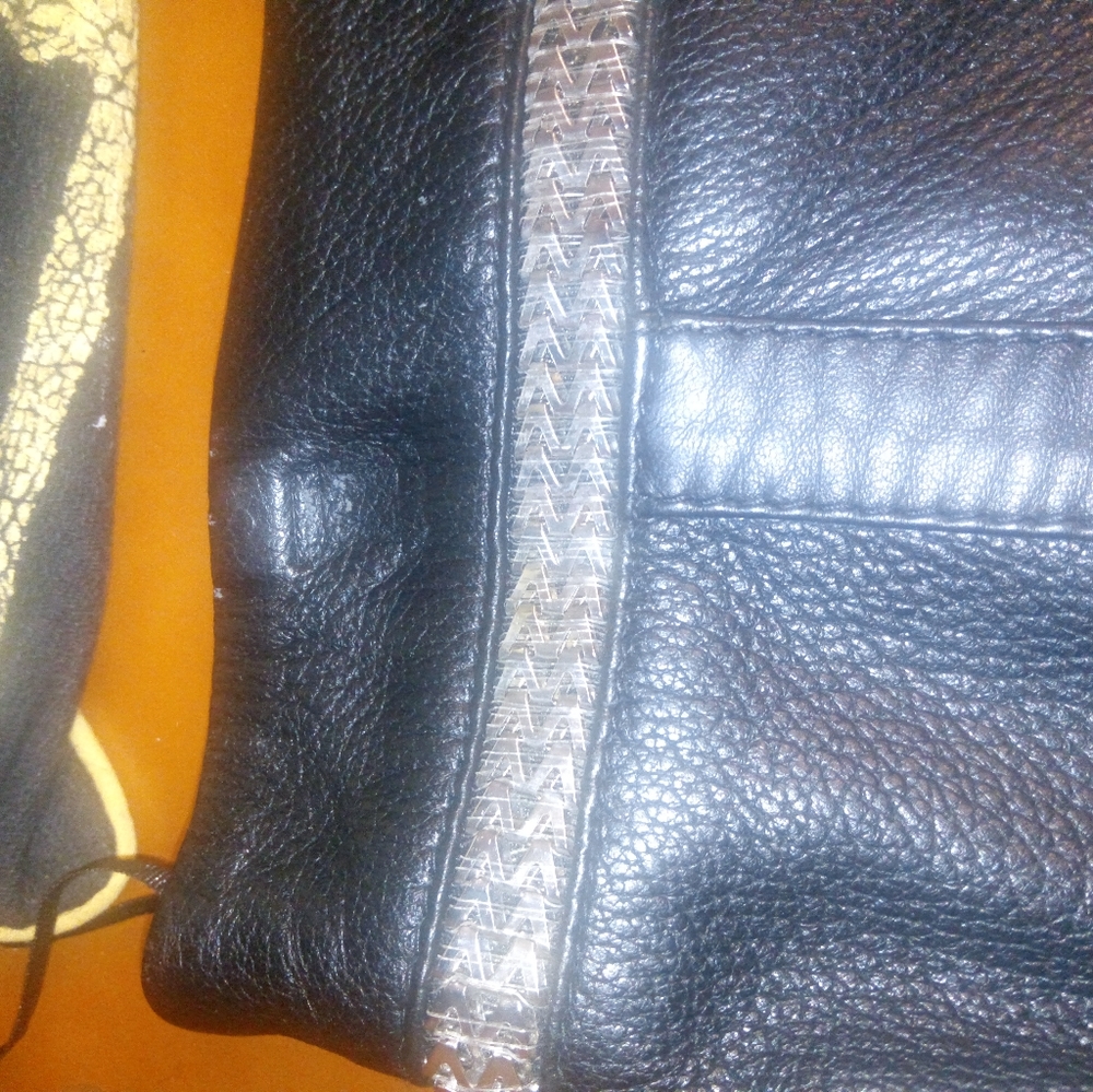 Mango Black Leather Miniskirt with Metal Trim, Sz 10 - Picture 7 of 8